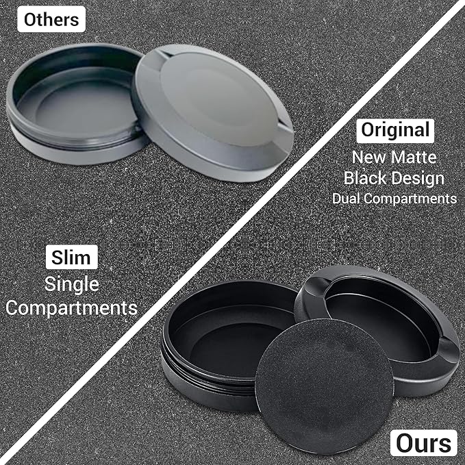 Matte Black Metal Zyn Pouch Container – Dual Compartment Storage Tin with Secure Lid