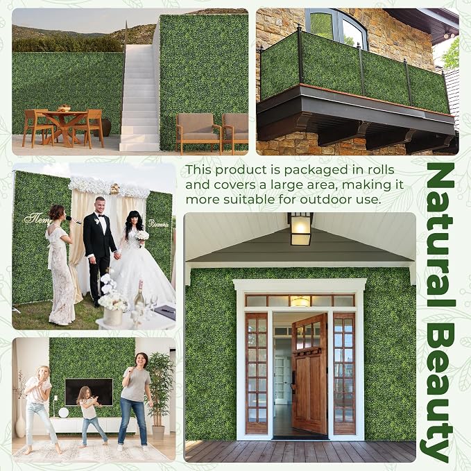 Artificial Boxwood Backdrop Roll: 72"x144" UV-Anti Greenery Faux Grass Hedge - Image 6