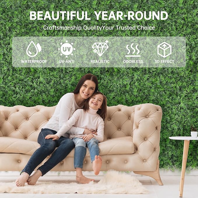 Artificial Green Wall Panels: 48"x120" Boxwood Hedge Green Wall Decor Backdrop - Image 4