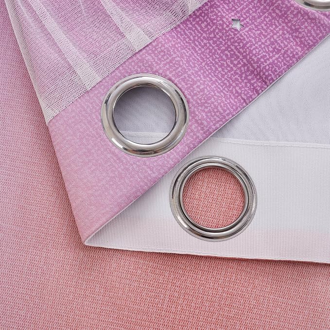 XiDi Pink Yellow Curtains for Bedroom Decor Blackout Curtains for Girls Kids - Image 5